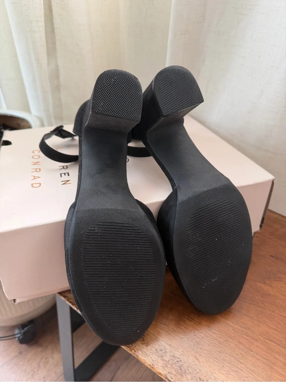 Kohl's Black Suede Block Heel Ankle Strap Pumps
